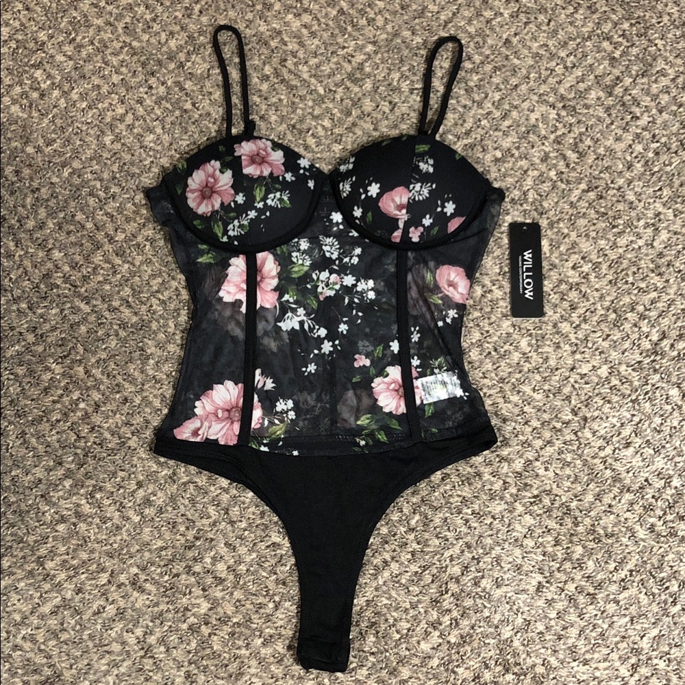 Willow Black and Pink Floral Bodysuit